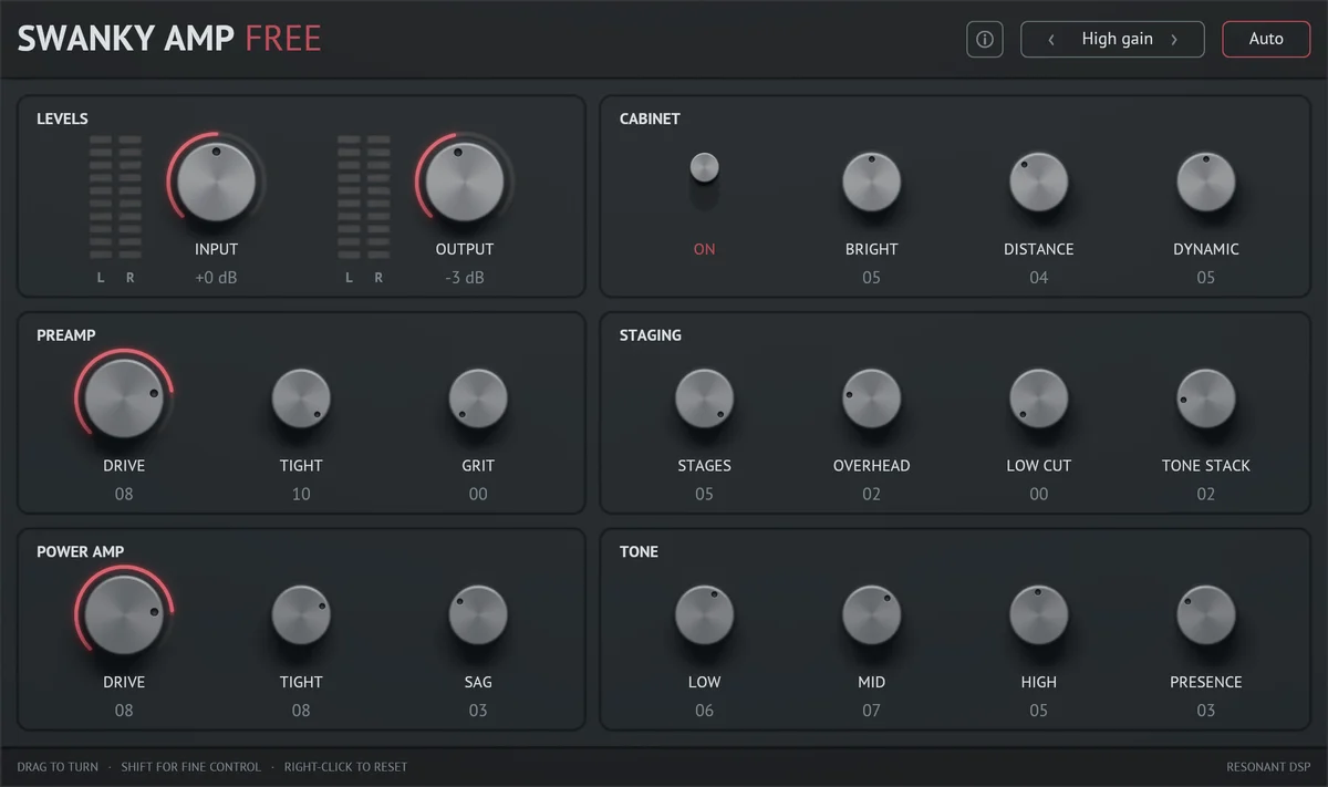Swanky Amp Free amplifier interface